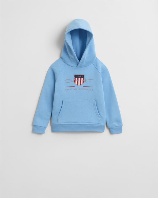 Gant - Archive Shield Hoodie - Gutt - Lyseblå - strl. 2-8år
