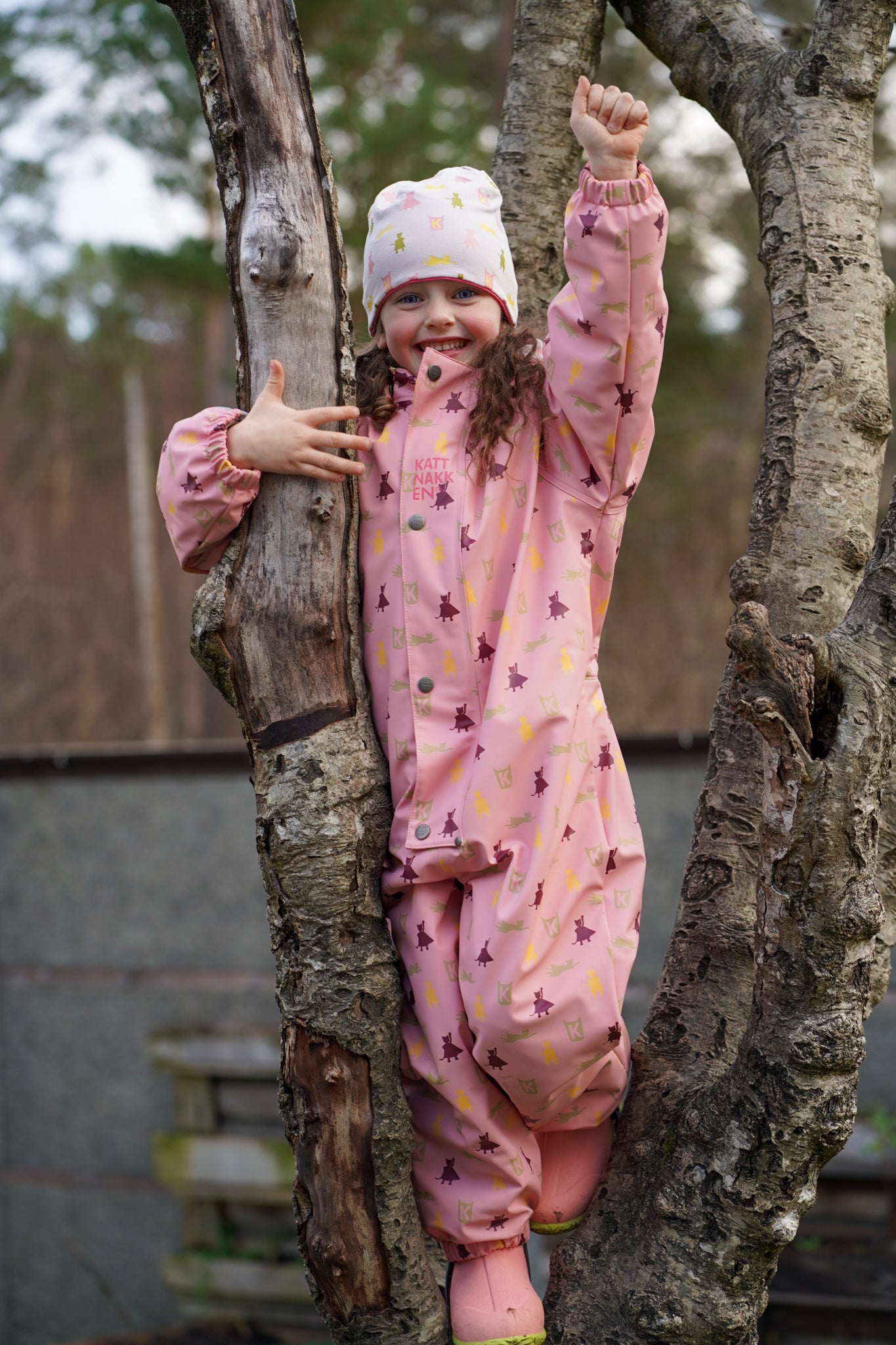 Kattnakken – Helårsdress med vattering – Rosa Krystall – Jente – 1-6 år