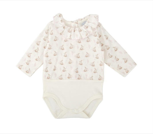 Babidu - Body - Rund krage - Hvit - Jente - str 3-12 mnd