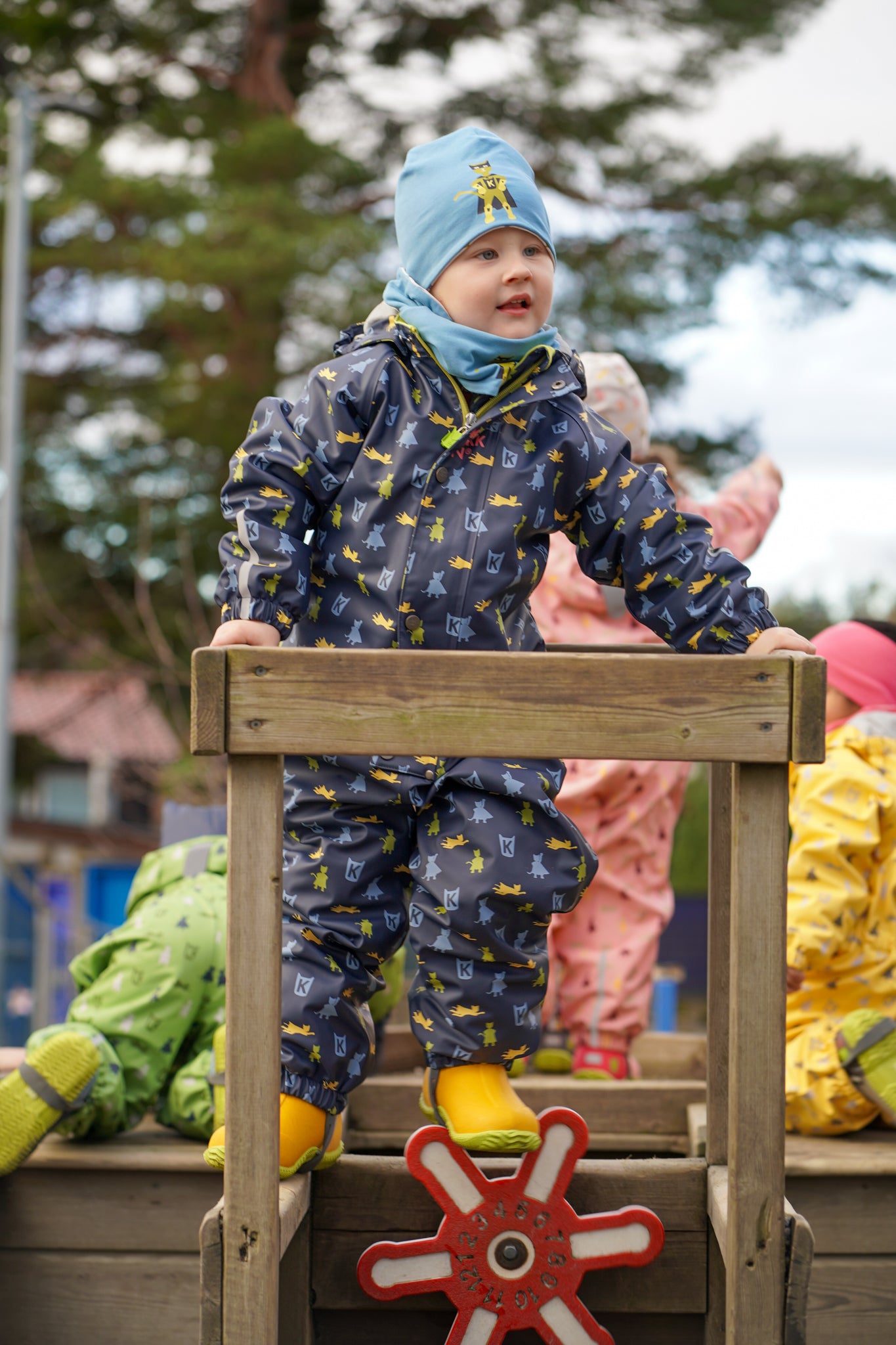 Kattnakken – Helårsdress med vattering – Mjuk blå – Gutt – 1-6 år