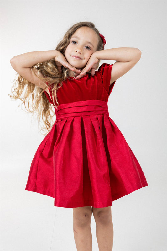 Prinsessefin - Kate Fløyelskjole - Rød - Jente - 4-12 år