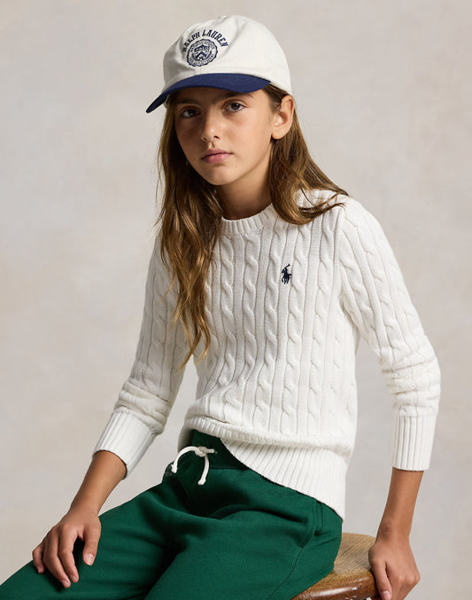 Ralph Lauren - Flettegenser - Hvit - Jente - 12-16 år