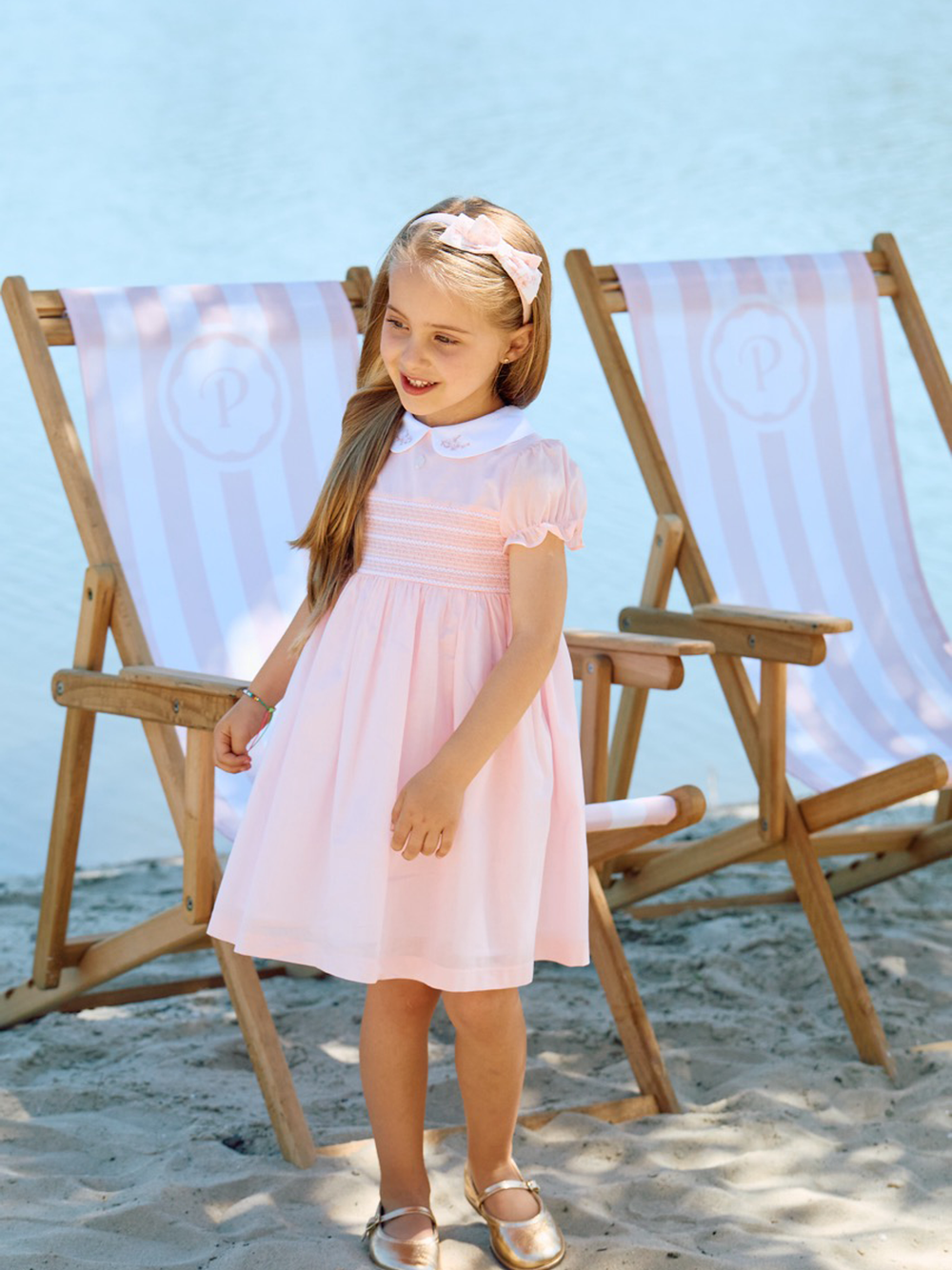 Patachou – Kjole med vaffelsøm og krage – Rosa – Jente – 0-8 år
