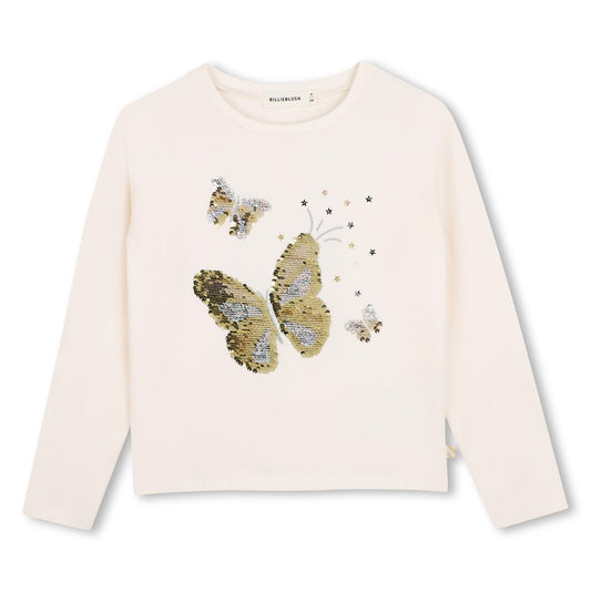 Billieblush – Tynn genser med glitterprint – Hvit – Jente – 4-10 år