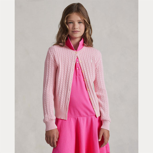Polo Ralph Lauren - Cable Cotton Cardigan - Rosa - Jente - 7-16 år