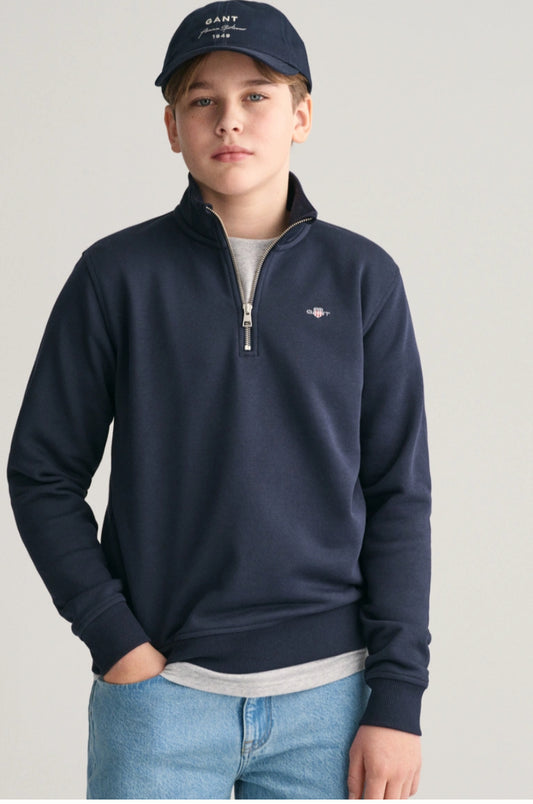 Gant - SHIELD HALF ZIP SWEATSHIRT c Blå - Gutt - 9-16 år