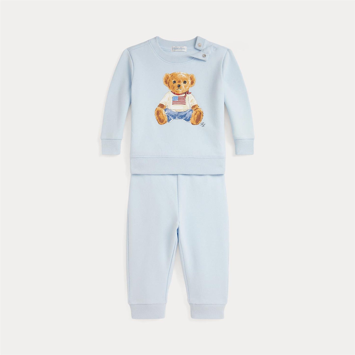 Polo Ralph Lauren – Todelt Bear Collegesett med Bamse – Lyseblå – Gutt – 0-2 år