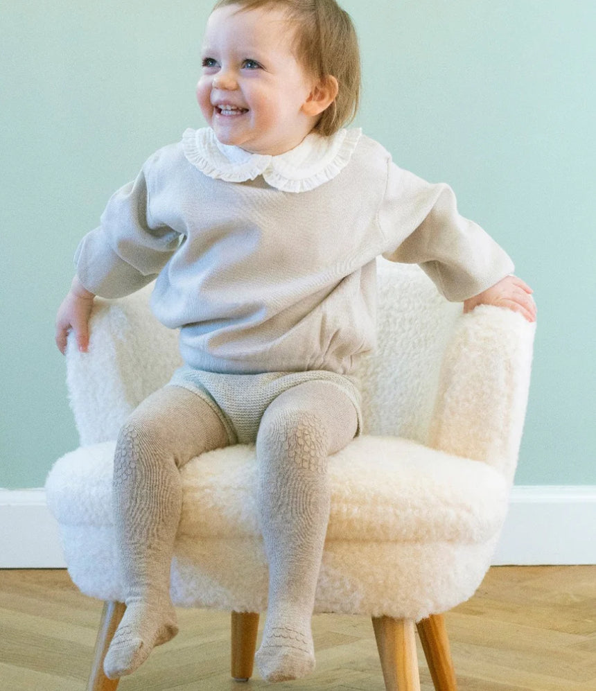 GOBABYGO - merino ull strømpebukse - beige - unisex -6-18 mnd