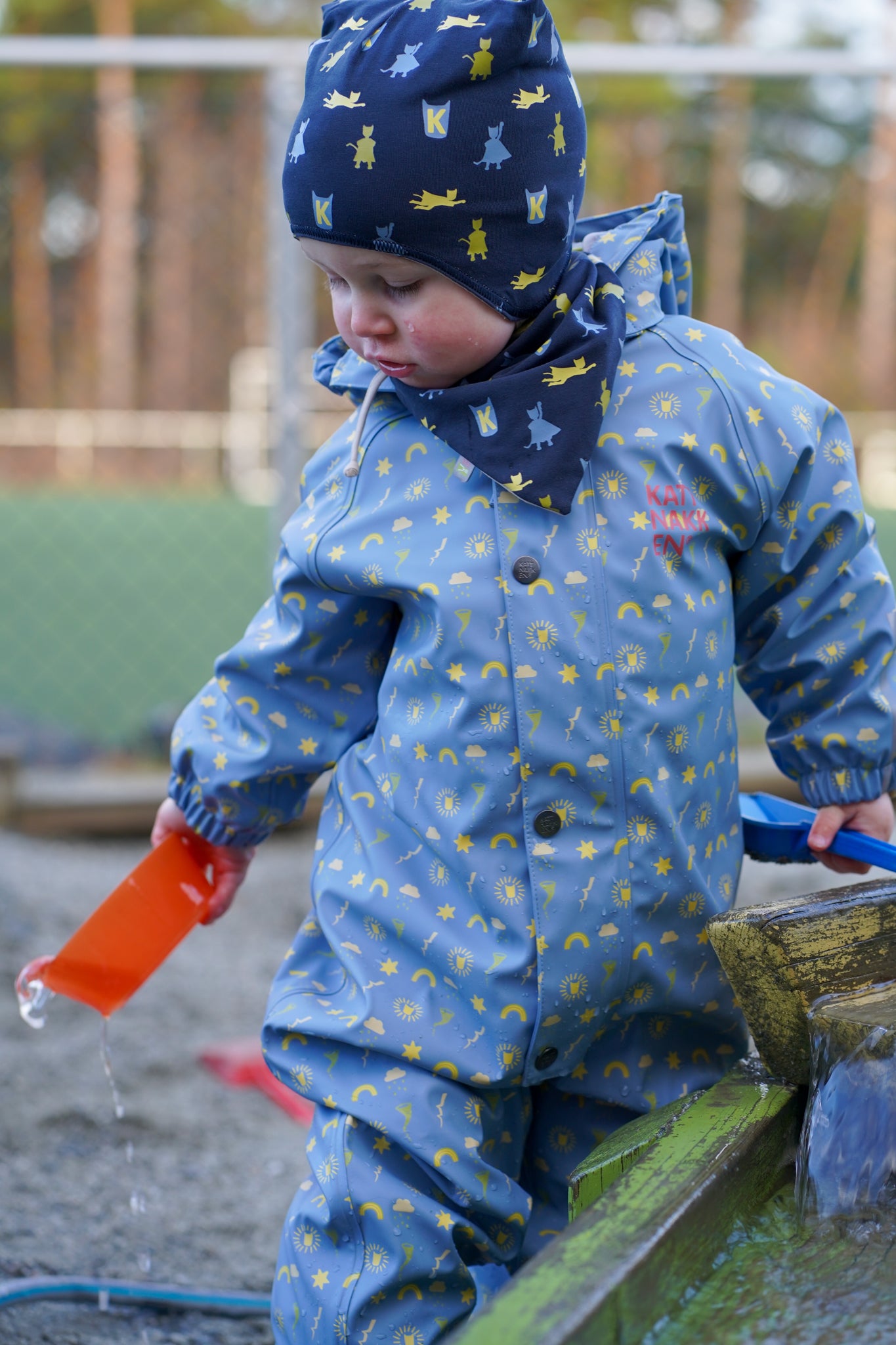 Kattnakken – Helårsdress med vattering – Mjuk blå – Gutt – 1-5 år