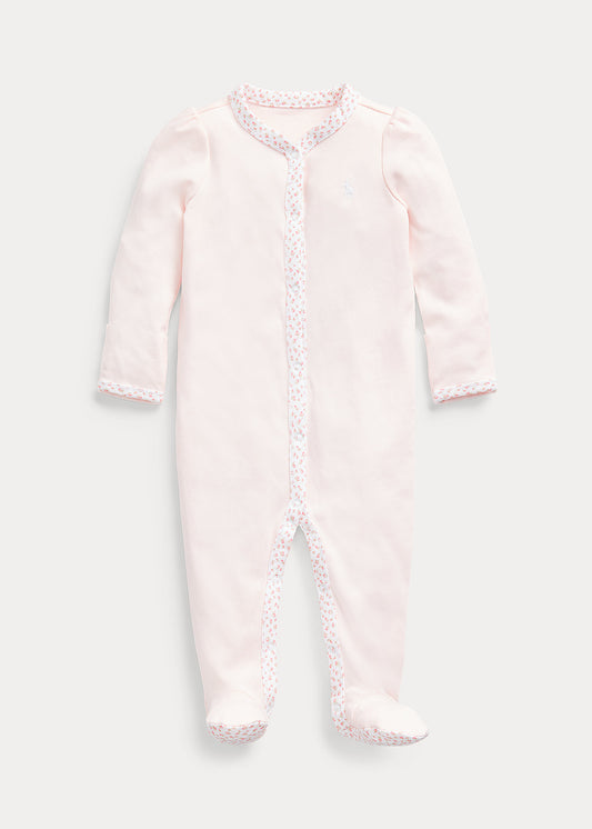 Polo Ralph Lauren – One Piece Coverall med blomstrete kant – Rosa – Jente – 0-1 år