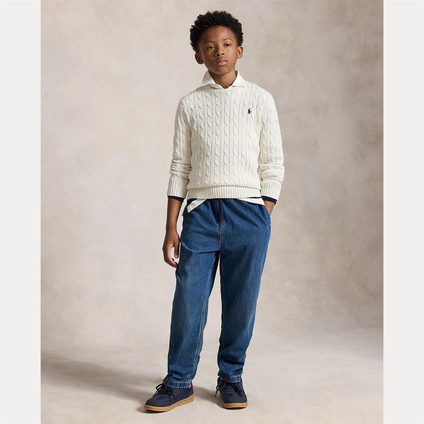 Polo Ralph Lauren - Cable Sweater - Hvit - Gutt - 10-20 år