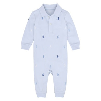 Polo Ralph Lauren – Lyseblå heldress med Polo-hester – Gutt – 3–12 mnd