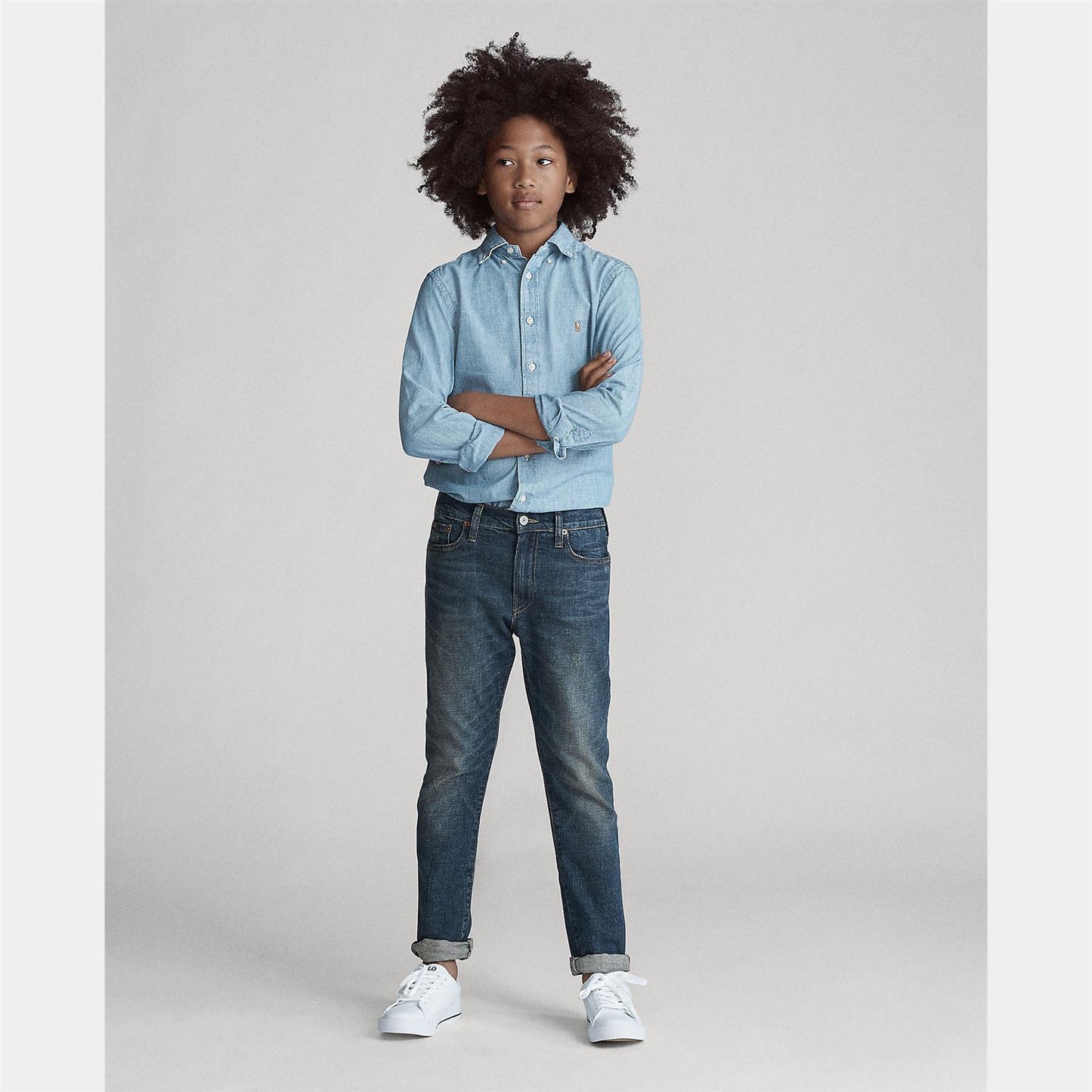 Polo Ralph Lauren - Chambray jeans skjorte - Blå - Gutt - 8-18/20 år