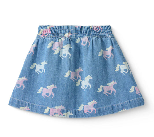 Copenhagen Colors -Denim skirt w Unicorn - Blå - Jente - 4-8 år
