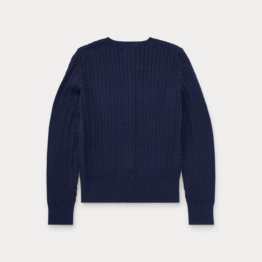 Polo Ralph Lauren - Mini-Cable Cotton Cardigan - Blå - Jente - 8-16 år