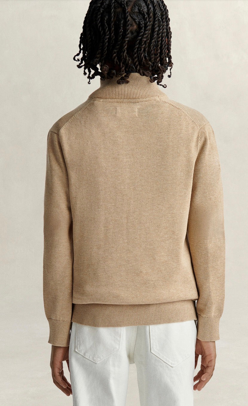 Gant - Strikk - Halfzip - Beige - 10-13 år