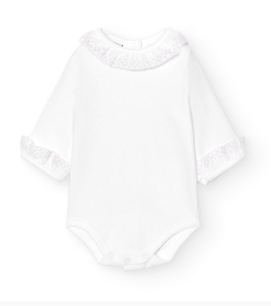 Hvit body med blondekrage