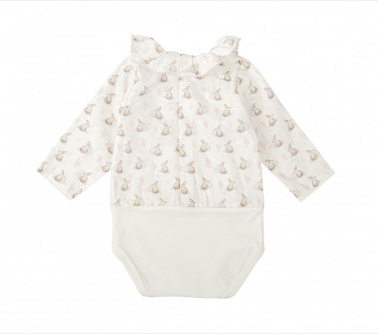 Babidu - Body - Rund krage - Hvit - Jente - str 3-12 mnd