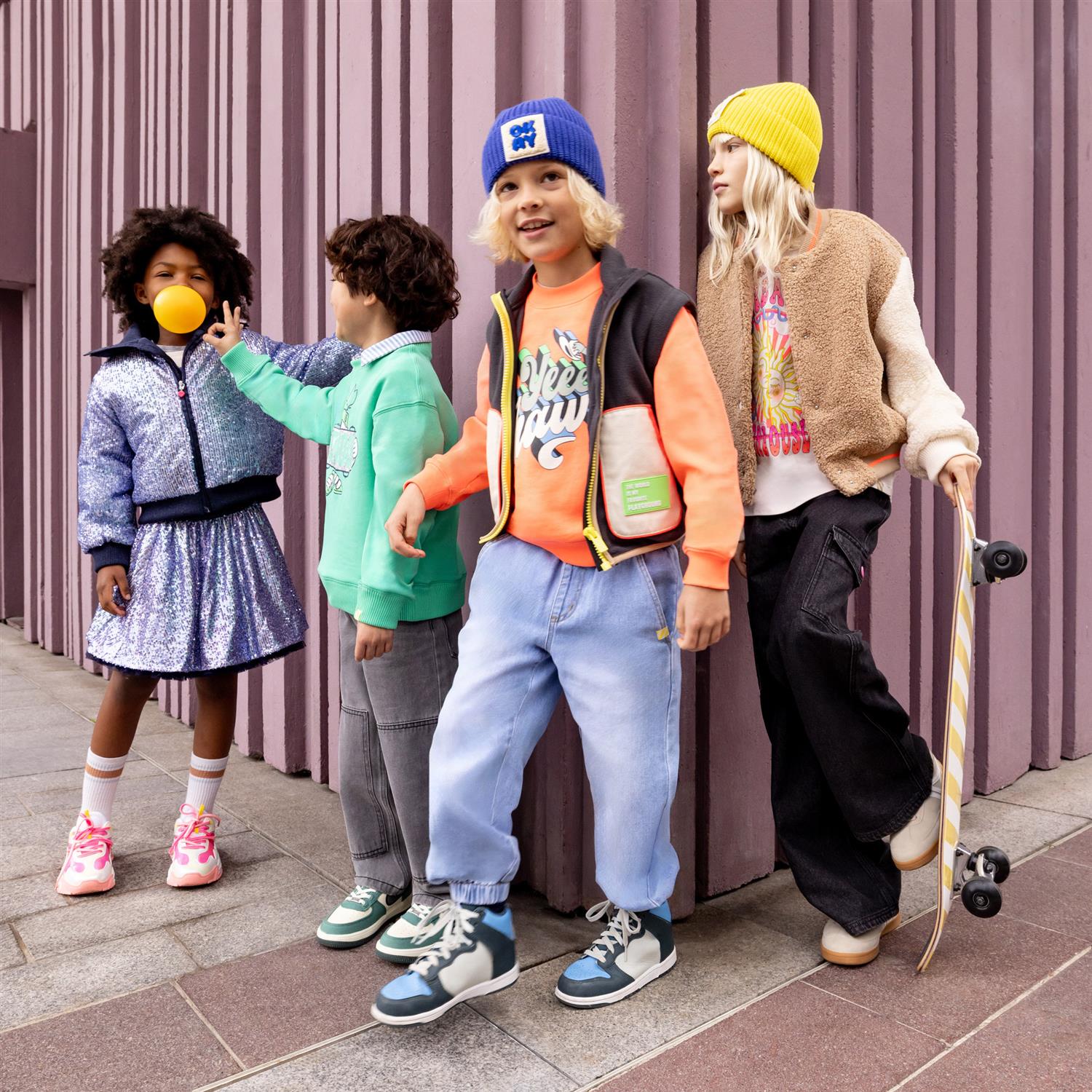 Billieblush lilla glitterskjørt med elastisk midje