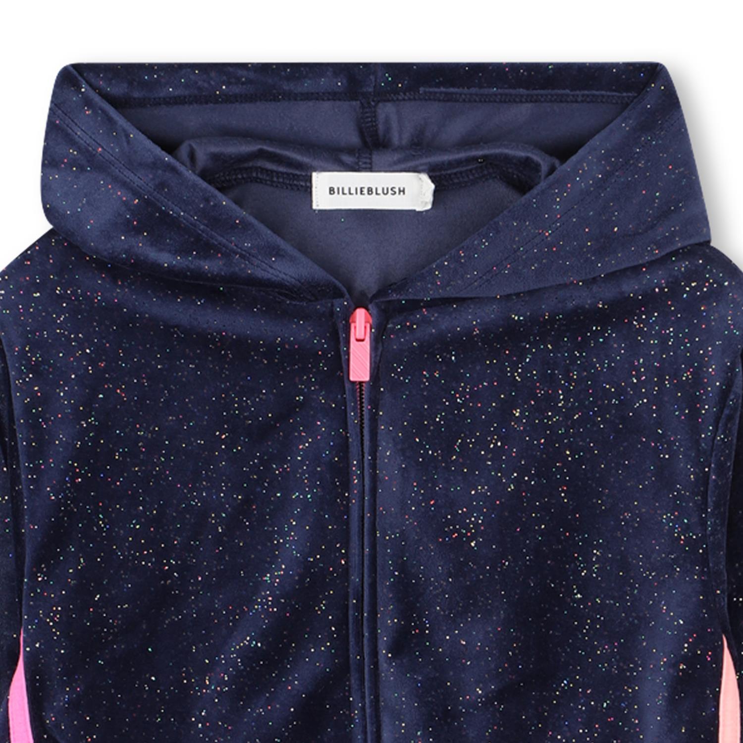 Billieblush blå hettejakke med glitrende finish og glidelås