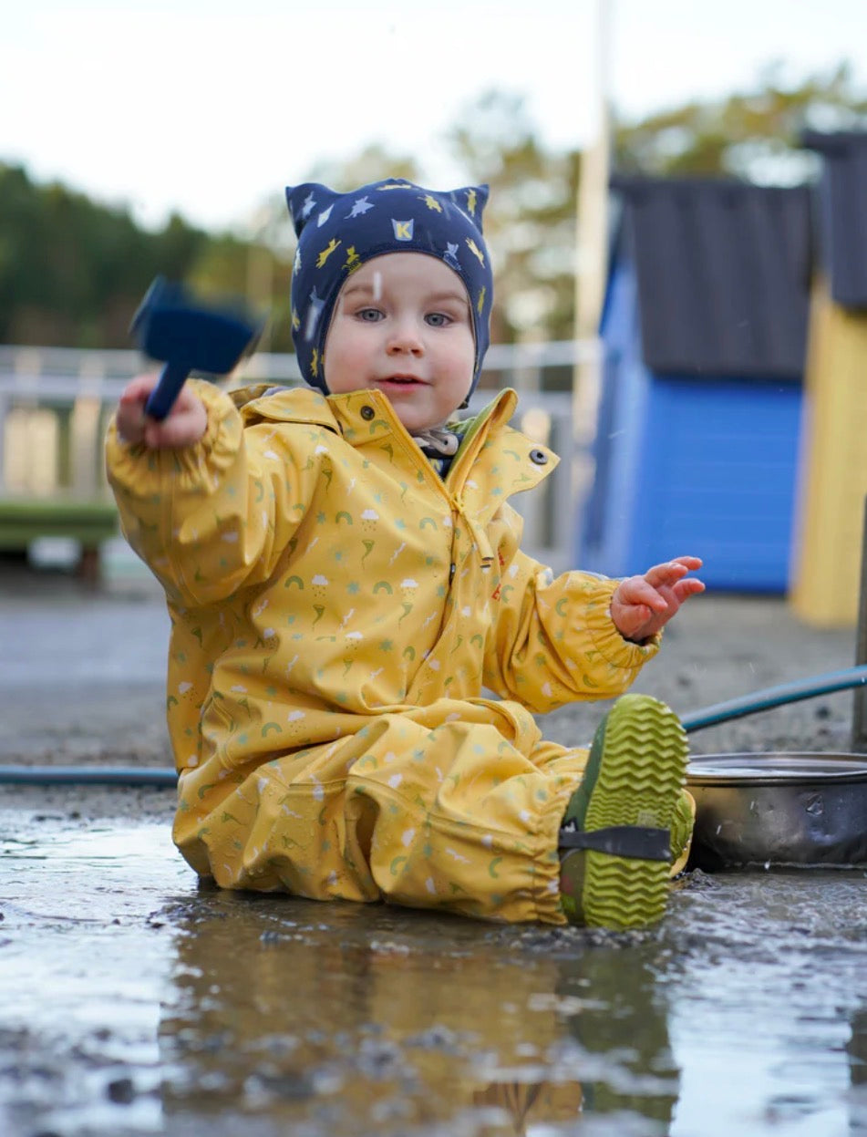 Kattnakken – Babyregndress med vattering – Bananskum – Unisex – 0-2 år