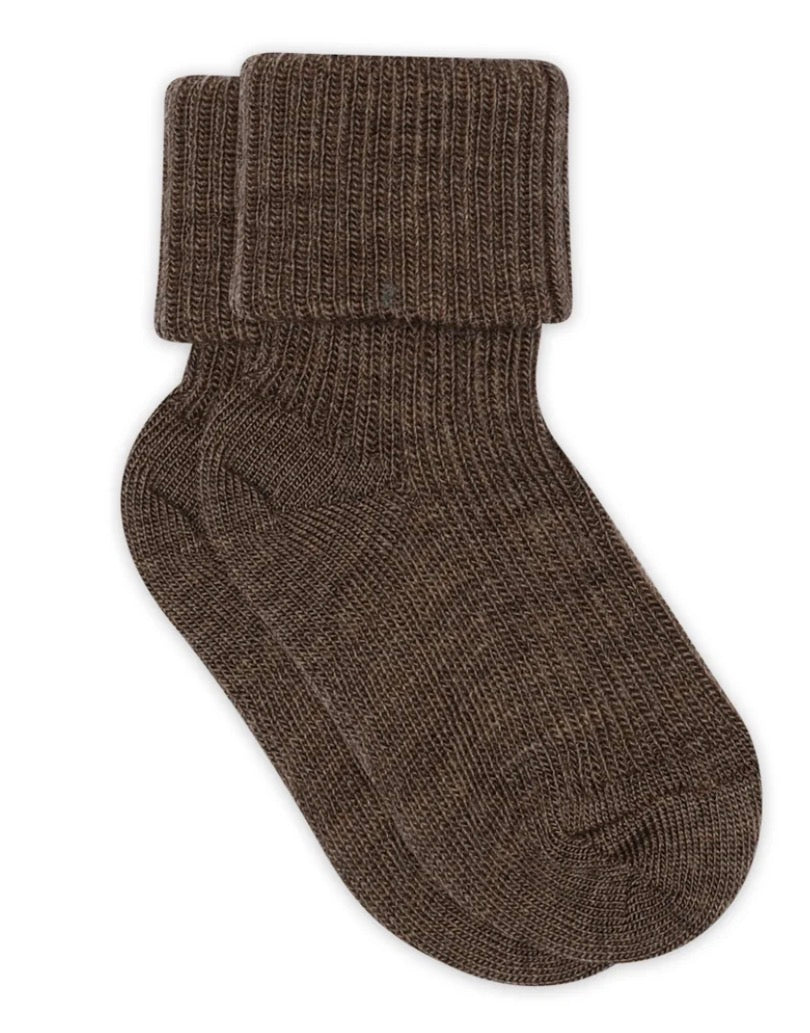 MP - Wool rib baby socks - Brown Melange - Unisex