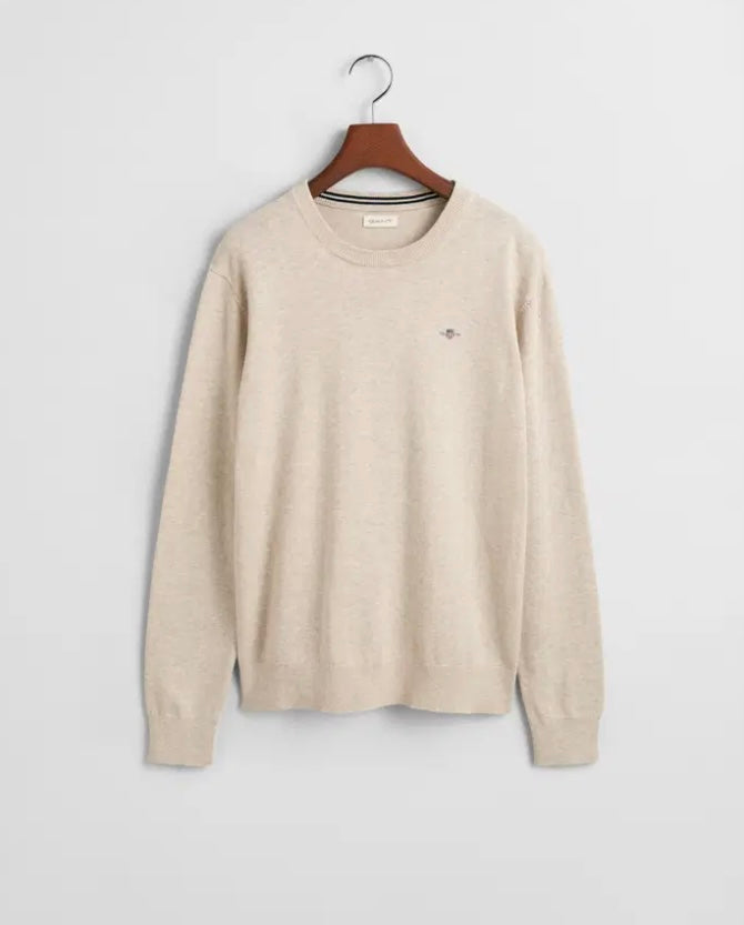 Gant - Strikk - Crewneck - Beige - 9-16år