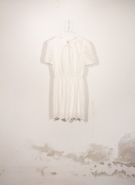 designers remix luna tie dress med knyting i cream – jente