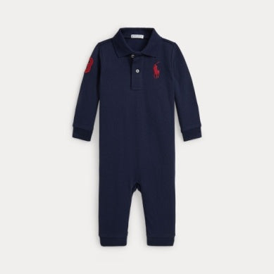 Polo Ralph Lauren – Mørkeblå heldress med rød Polo-hest – Gutt – 6–12 mnd