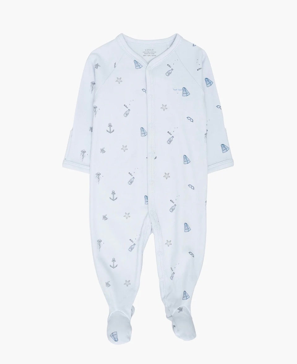 Livly - Underwater explorer Simplicity Footie - Lysblå - Gutt - 0-6 mnd