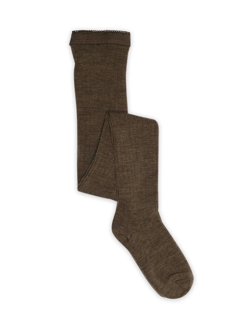 MP - Wool rib tights - Brown Melange - Unisex