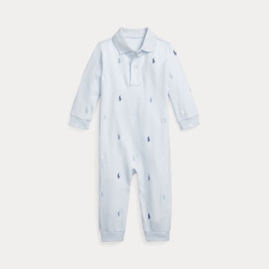 Polo Ralph Lauren – Lyseblå heldress med Polo-hester – Gutt – 3–12 mnd