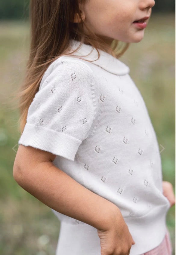 Lillelam – July T-skjorte med merinoull – Hvit – Jente – 4-8 år