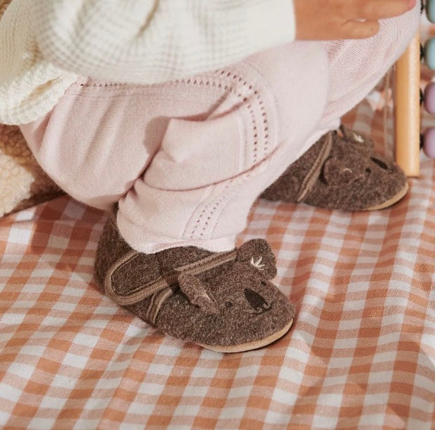 Melton - Leather slippers - Koala Wool Slippers - Unisex - Brun - str 16-24
