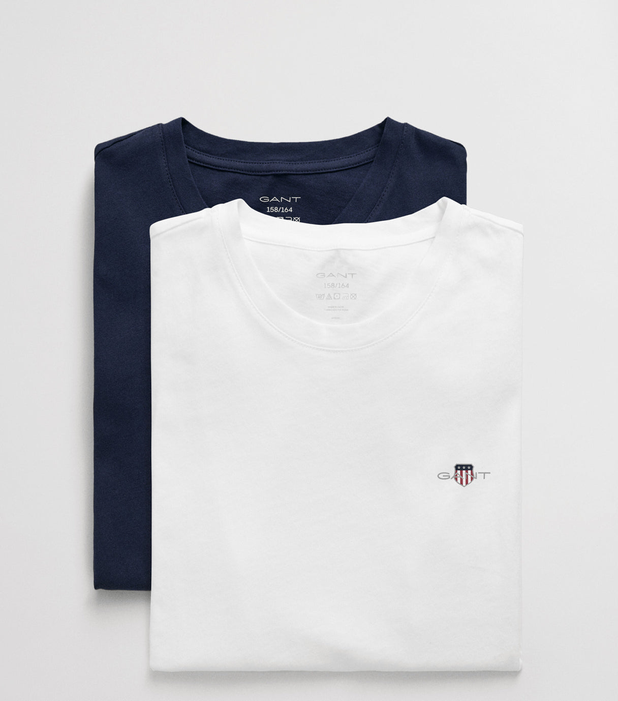 Gant - T-skjorte - 2-pack - Hvit/Blå - Gutt - str 9-16 år