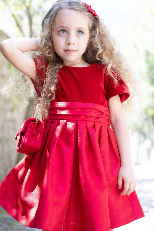 Prinsessefin - Kate Fløyelskjole - Rød - Jente - 4-12 år