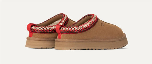 UGG – Kids Tazz tøfler – Chestnut med rød kant – Unisex – Str 36-38