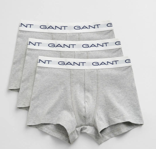 Grå 3-pack Gant boxere med logostrikk gutt 9–16 år