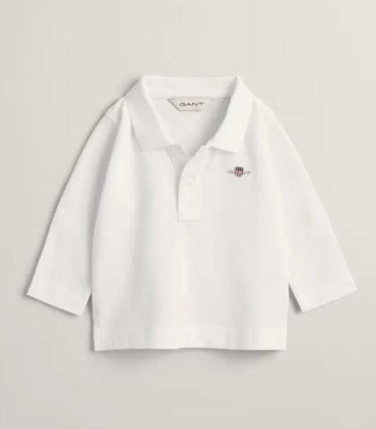 Gant pique langermet hvit gutt