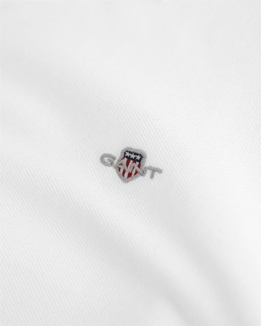 Hvit Gant piquet langermet med logo gutt 9–16 år