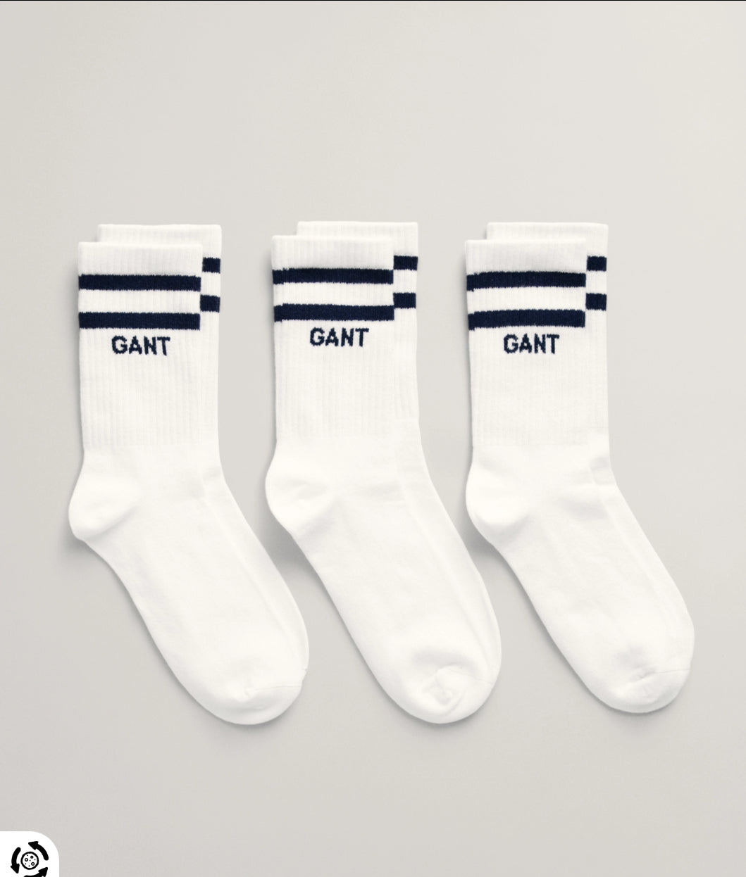 Gant hvite sportssokker med blå striper – 3-pack – unisex – Str. 31–42