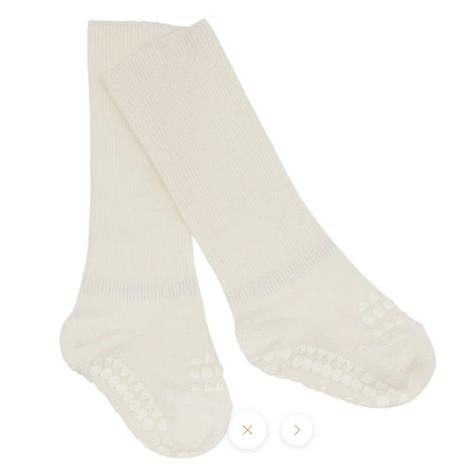 GOBABYGO off white bambussokker med antiskli for barn