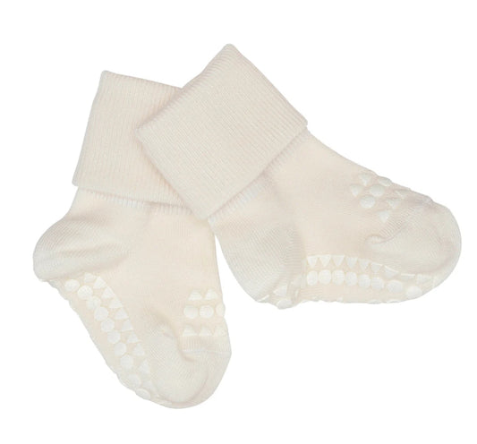 GOBABYGO off white bambussokker med antiskli for barn
