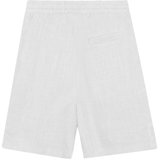 Lette linshorts fra Grunt i modellen Ole, hvit farge – sett forfra og bakfra.