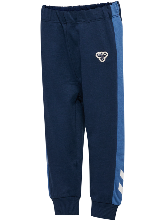 Hummel Reg Block bukse i blå med brodert logo for gutt 9 mnd–5 år