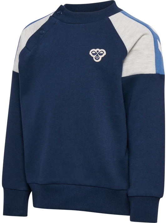 Hummel Reg Block genser i blå med brodert logo for gutt 9 mnd–5 år