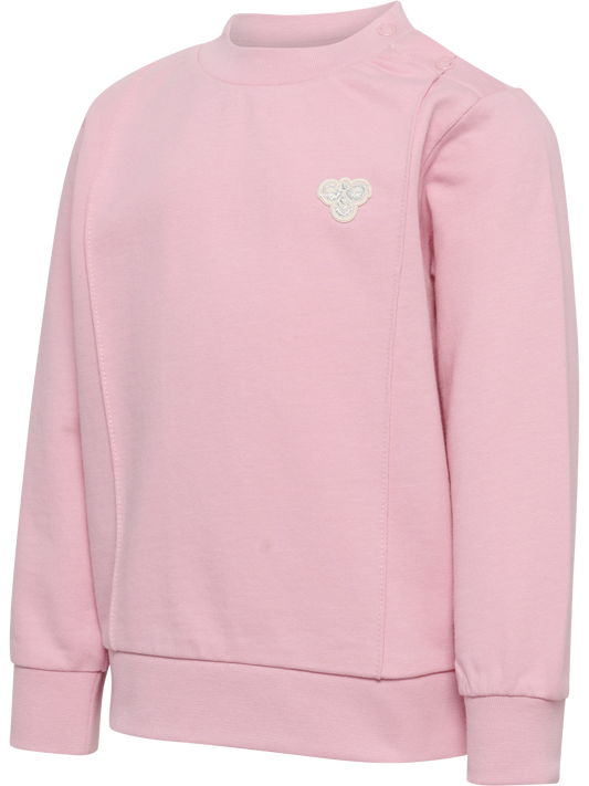 Hummel Reg Pintuck genser i rosa med brodert logo for jente 9 mnd–3 år