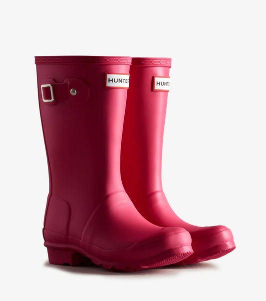 Rosa gummistøvler fra Hunter med refleks og klassisk design.