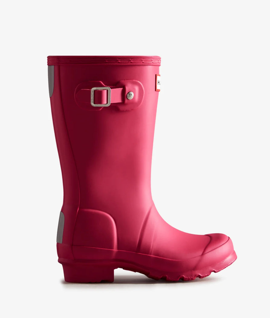 Rosa gummistøvler fra Hunter med refleks og klassisk design.