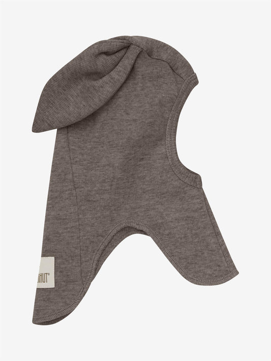 Huttelihut balaclava i brown melange med kaninører – Unisex – 0–1 år